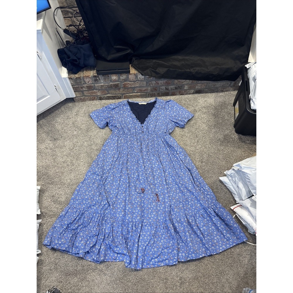 Wayward Fancies eShakti Tiered Ruffle Dress - Blue Floral Summer Cute Size 3X